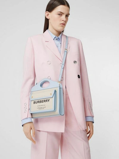 Burberry BU 8034931 Mini Two tone Canvas and Leather Pocket CHEEKS PAKISTAN