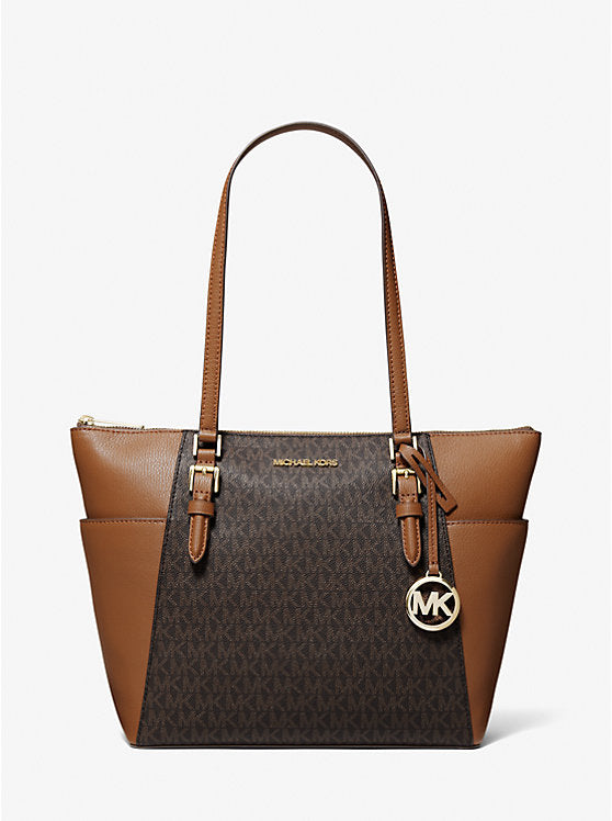 Michael Kors Charlotte Large Leather Top-Zip Tote Bag - 35T0GCFT3B