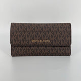 Michael Kors Signature Large Trifold Brown Acorn Travel Wallet In - 35F8GTVF3B