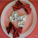 Satin Bow Clip 1 Grey + 2 Maroon ( Set of 3 ) - B23
