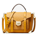 MK Manhatten Medium Leather and Logo Satchel Marigld Multi- 35F1GNCS6V