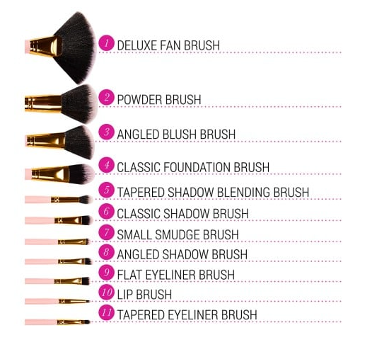 BH Cosmetics Dot Collection 11 Piece Brush Set - Pink