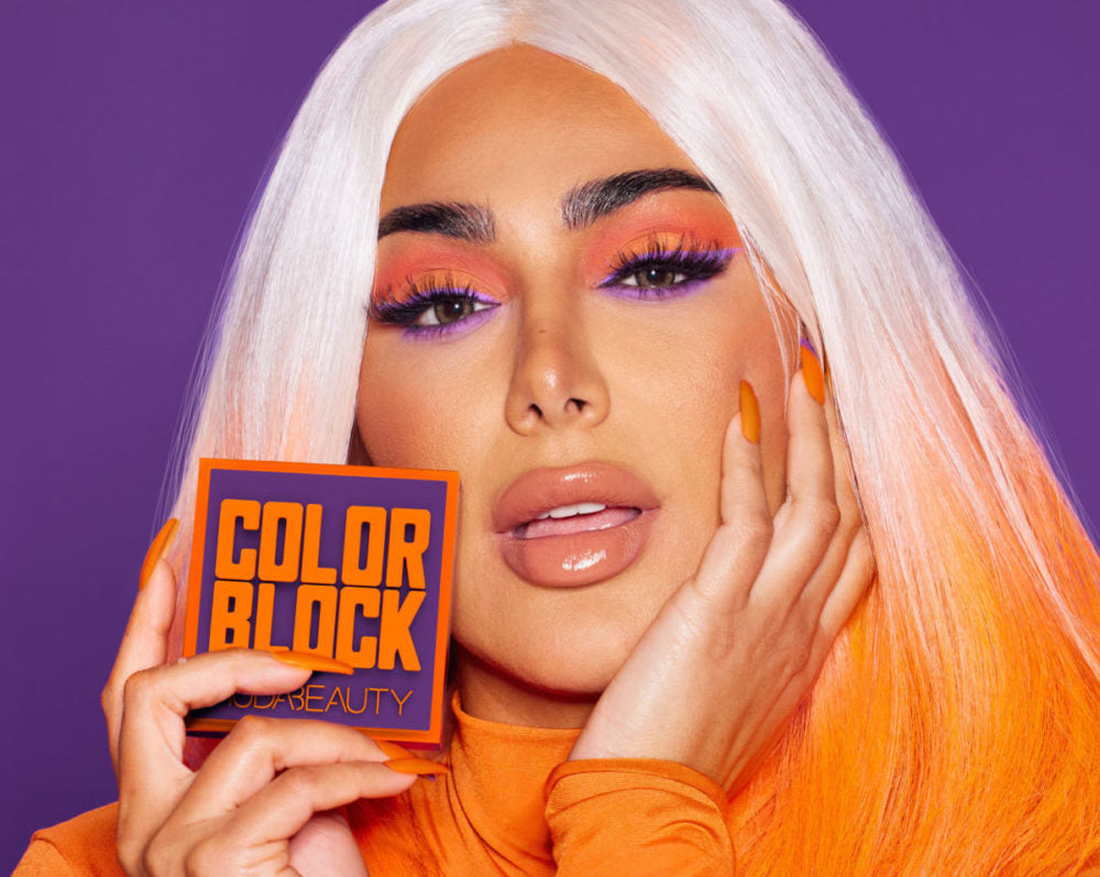 Huda Beauty Color Block Eyeshadow Palette - Orange & Purple| Cheeks Pakistan