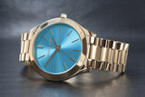 MICHAEL KORS RUNWAY BLUE DIAL GOLD TONE STAINLESS STEEL LADIES WATCH- MK3265