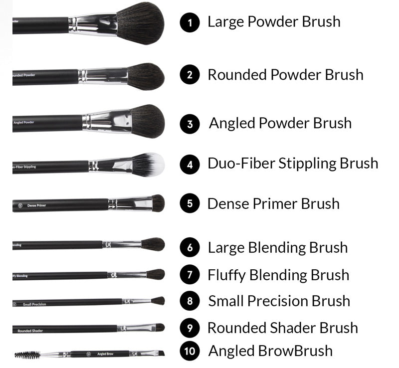 BH Cosmetics Ultimate Essentials - 10 pc Brush Set + Bag |Cheeks Pakistan