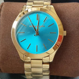 MICHAEL KORS RUNWAY BLUE DIAL GOLD TONE STAINLESS STEEL LADIES WATCH- MK3265